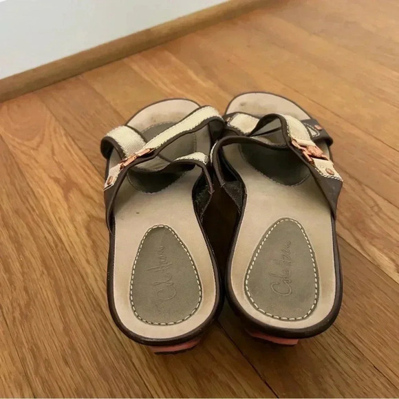 Cole Haan Nike AIR tan Brown Criss Cross Wedge Platform Sandals Women’s Size 8 - Picture 5 of 10